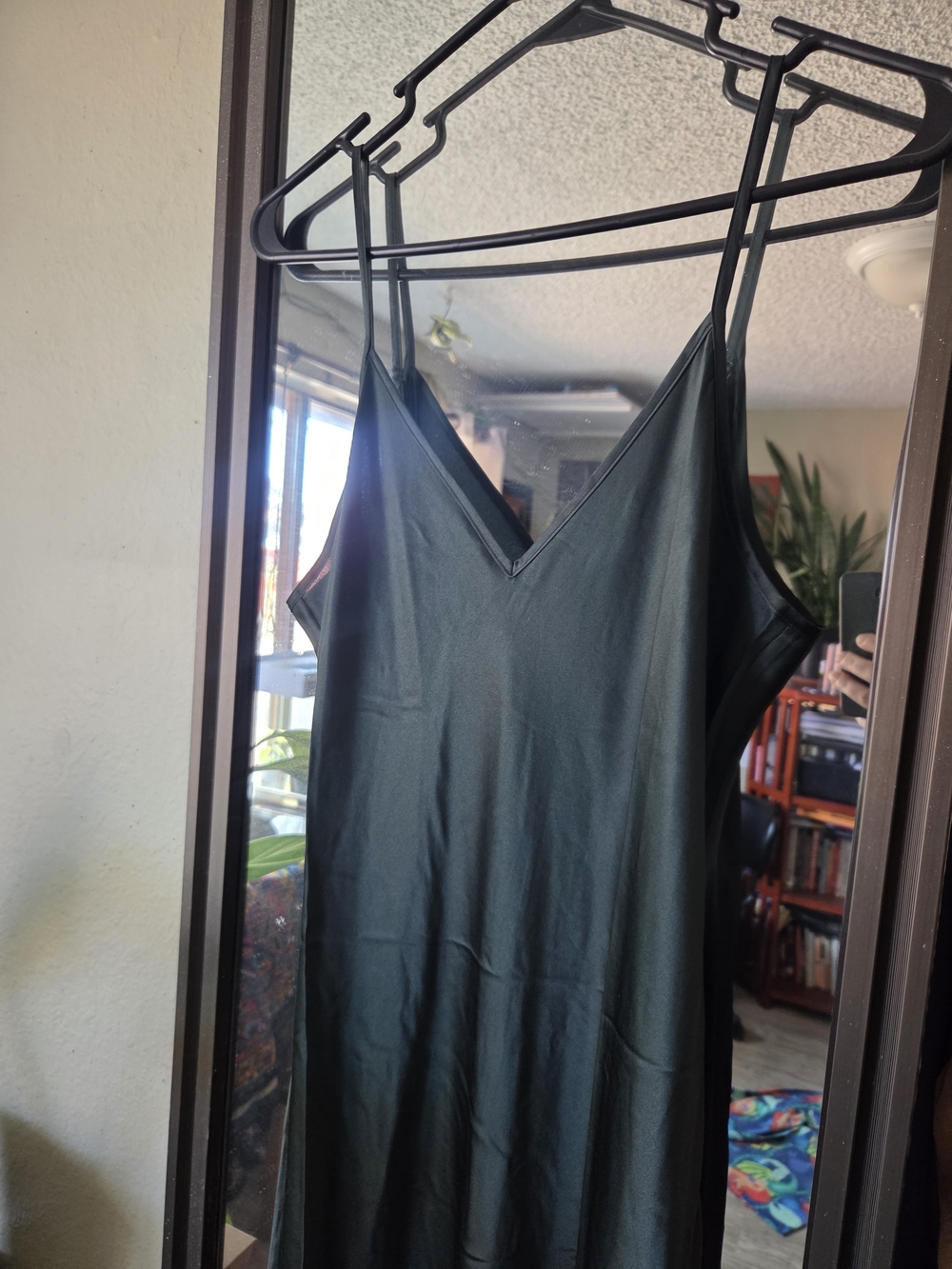 Quince NWOT 100% Washable Silk Slip Dress - Dark Green - Picture 5 of 12